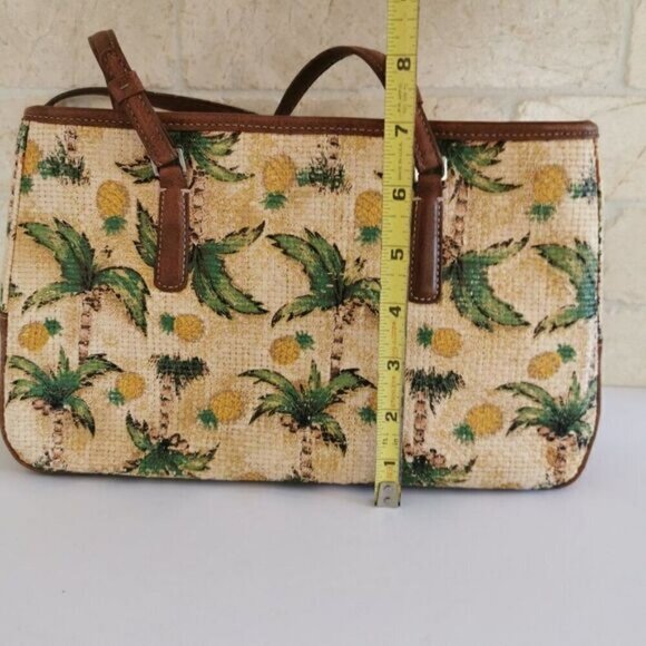 Tropical Woven Purse Liz Claiborne Palm Tree Pineapple Handbag Bag - Picture 15 of 16